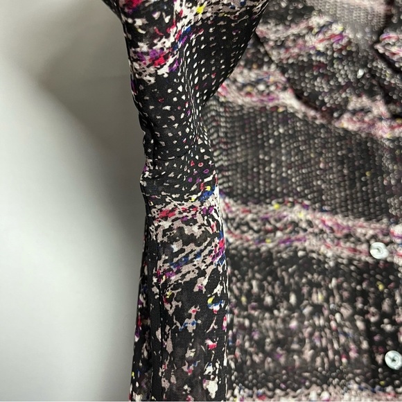 Cabi Paris Semi Sheer Blouse Sz L Black Style 3249 Artsy Button Up Feminine EUC - Picture 12 of 14